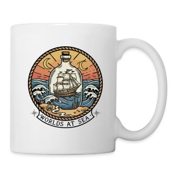 Worlds At Sea Retro Badge Bottle Boat - Mug - white - Right