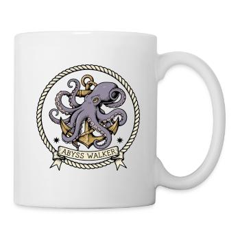 Octopus Anchor Marine Abyss Walker Retro Badge - Mug - white - Right