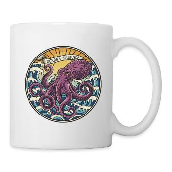 Pieuvre Kraken Vintage Ocean Embrace Badge - Mug blanc - blanc - Droite