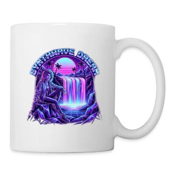 Synthwave Dream: Neon Waterfall and the 80s - Mug - white - Right