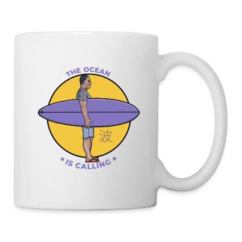 The Ocean Is Calling Retro Surf Graphic - Mug - white - Right