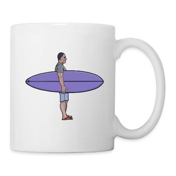 Minimalistischer Surfer mit lila Surfbrett Illustrati - Tasse - Weiß - Rechts