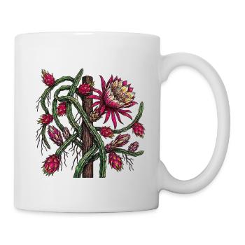Liane de Pitaya en Fleur - Dessin Botanique - Mug blanc - blanc - Droite