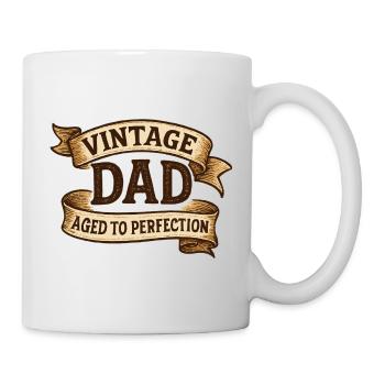 Vintage Dad – Aged to Perfection Oldschool Banner - Mug - white - Right