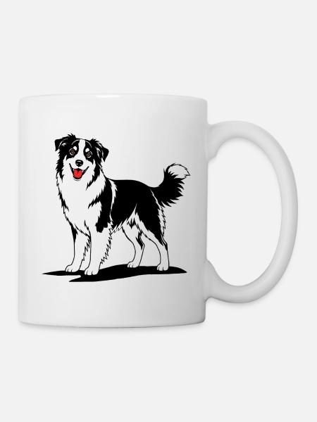 Australian Shepherd schwarzweiß - Tasse - Weiß