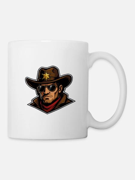 Sternen-Sheriff Cowboy Cartoon - Tasse - Weiß