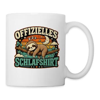 Schlafshirt Faultier Mondnacht - Tasse - Weiß - Rechts