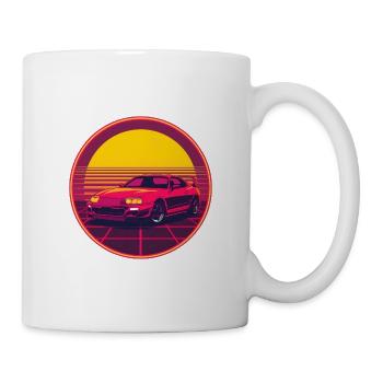 Retro JDM Sportwagen Synthwave Sunset Circle - Tasse - Weiß - Rechts