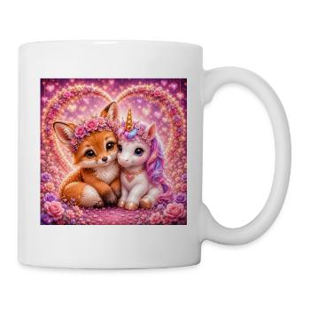 Herzglück Fuchs und Einhorn - Tasse - Weiß - Rechts
