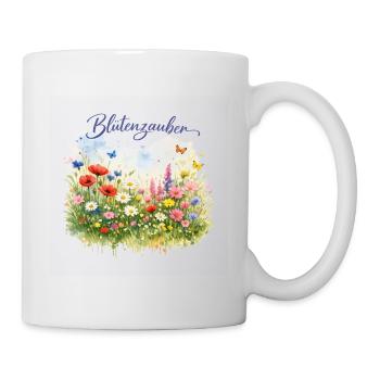 Blütenzauber Aquarell Wildblumenwiese - Tasse - Weiß - Rechts