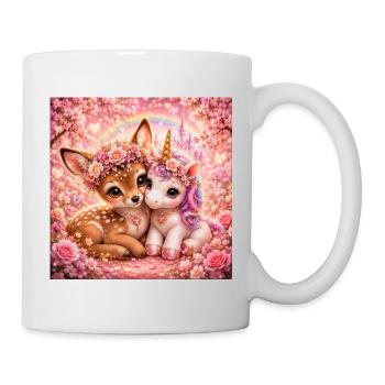 Blumenelfenwald Verliebt niedlich süß Reh Einhorn - Tasse - Weiß - Rechts