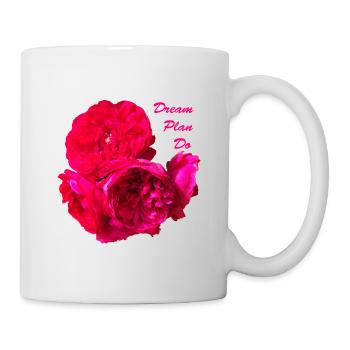 Dream_Plan_Do_multi-petaled_magenta-red_roses - Mug - white - Right