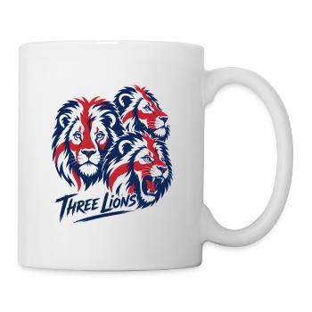 Drei Löwen im Rot Blau Weiß Fußball Mannschaft  - Tasse - Weiß - Rechts