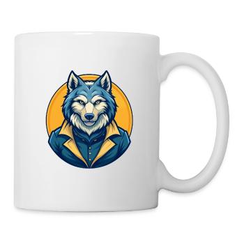 Logo clipart de dessin animé mascotte Arctic Wolf Kawaii - Mug blanc - blanc - Droite