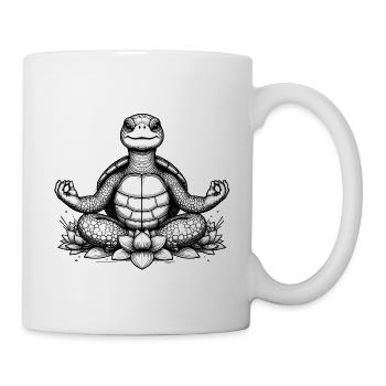 Meditating turtle on lotus - Mug - white - Right