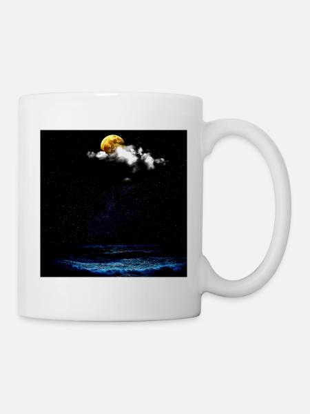 Moonlit Ocean Nightscape - Mug - white