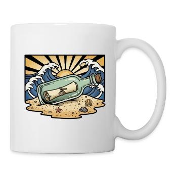 Bottle Message Ocean Sun Waves Retro - Mug - white - Right