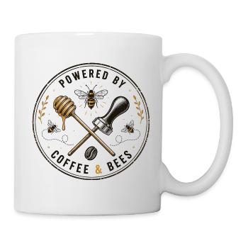 Kaffee & Bienen Emblem - Tasse - Weiß - Rechts