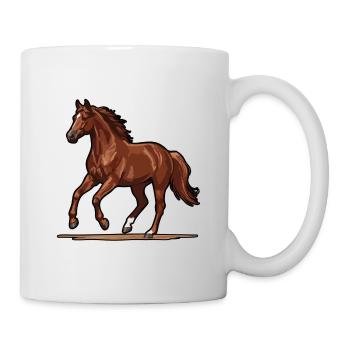 Cheval au Galop Brun Illustration Retro Vectoriel - Mug blanc - blanc - Droite