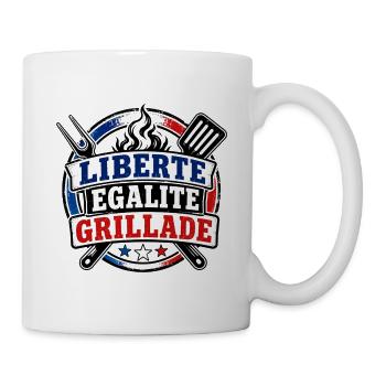 Liberté Égalité Grillade Humour Été - Mug blanc - blanc - Droite