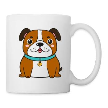 Knuffige Bulldogge (Comic) - Tasse - Weiß - Rechts