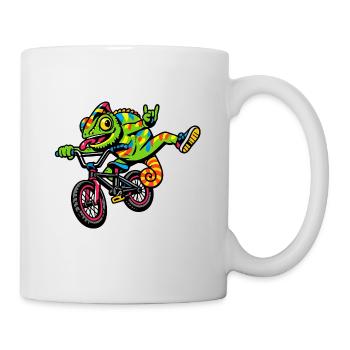 Gecko auf BMX: bunte Fahrt - Tasse - Weiß - Rechts