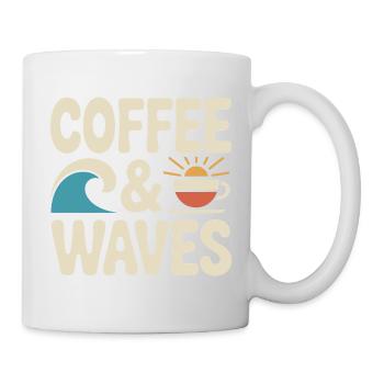 Vagues de café, surf, Plage de surfeurs de Café et Vagues - Mug blanc - blanc - Droite