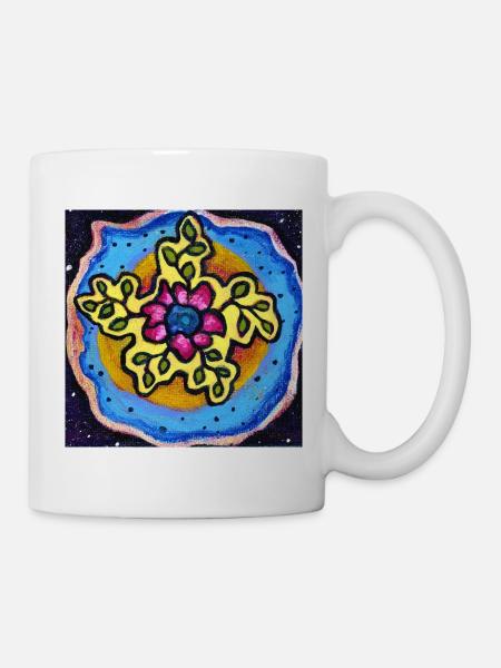 Explosion de couleurs du Mandala du Soleil - Mug blanc - blanc