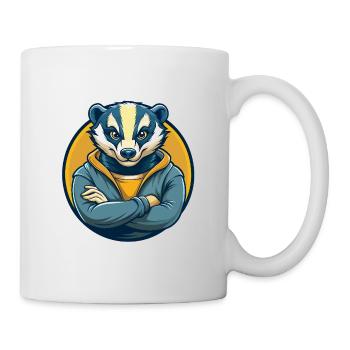 Badger Kawaii Mascotte Cartoon Clipart Logo Badge - Mug blanc - blanc - Droite