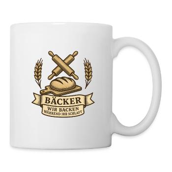 Bäcker Brotback Motiv Banner - Tasse - Weiß - Rechts