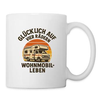 Glückliches Wohnmobilleben Vier Räder - Tasse - Weiß - Rechts