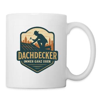 Dachdecker Vintage Abzeichen - Tasse - Weiß - Rechts