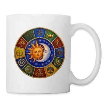 Himmlischer Heidnischer Sonnenschein Mond und Sternenrad - Tasse - Weiß - Rechts