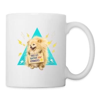 Chien féministe sur triangle bleu - Mug blanc - blanc - Droite