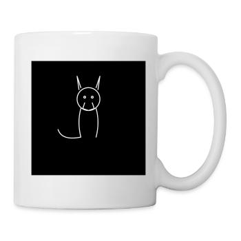 Minimalistische Katze auf Schwarz - Tasse - Weiß - Rechts