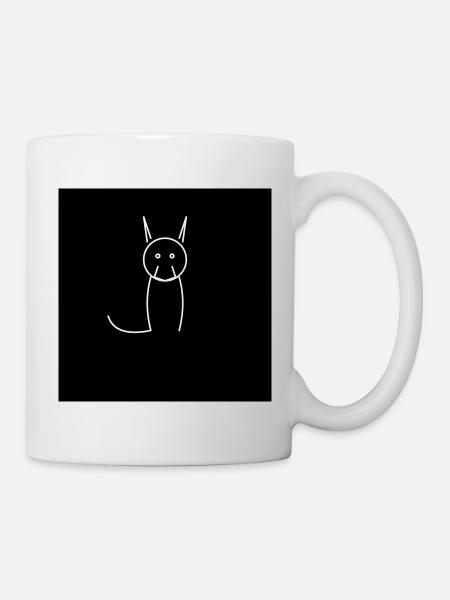 Minimalist cat on black - Mug - white