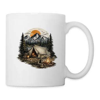 Waldcamping beim Sonnenuntergang - Tasse - Weiß - Rechts
