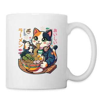 Süße Anime Ramen Katze Kawaii Japan - Tasse - Weiß - Rechts