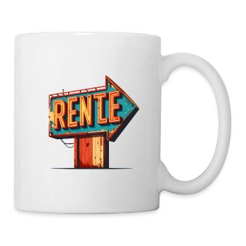 Panneau de flèche néon de pension - Mug blanc - blanc - Droite