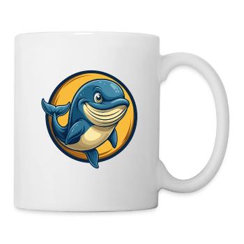 Blauwal-Kawaii-Maskottchen Cartoon-Clipart-Logo - Tasse - Weiß - Rechts