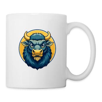 Logo clipart de personnage de personnage de dessin animé mascotte Bison Kawaii - Mug blanc - blanc - Droite