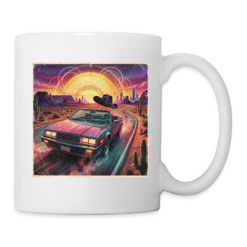 Retro Synthwave Desert Ride - Mug - white - Right