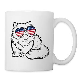 Lunettes de soleil avec drapeau américain, chat, Américain, - Mug blanc - blanc - Droite