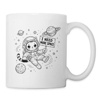 Ich brauche mehr Freiraum Katze im Weltall - Tasse - Weiß - Rechts
