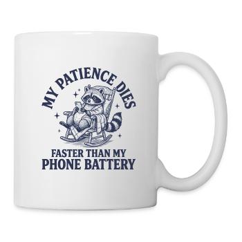 Batterie de raton laveur et de téléphone - Mug blanc - blanc - Droite
