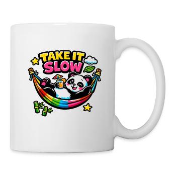Panda in rainbow hammock - Mug - white - Right
