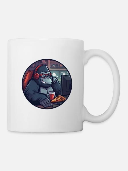 Gamer Gorilla IT Büro Homeoffice Lustig - Tasse - Weiß