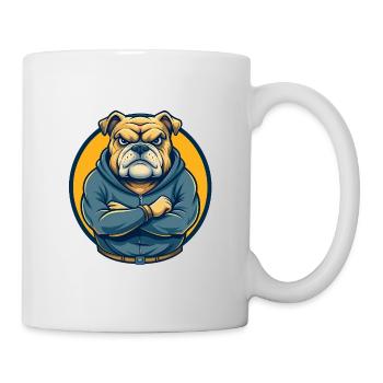 Bulldog Kawaii Maskottchen Cartoon Clipart Logo Abzeichen - Tasse - Weiß - Rechts