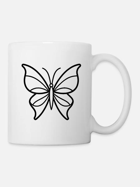 Minimalistischer Schmetterling - Tasse - Weiß