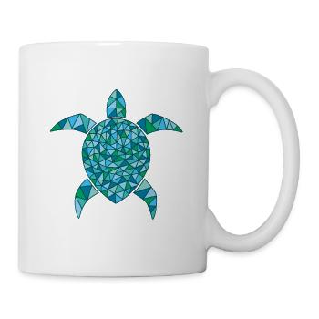 Blue Mosaic Turtle - Mug - white - Right